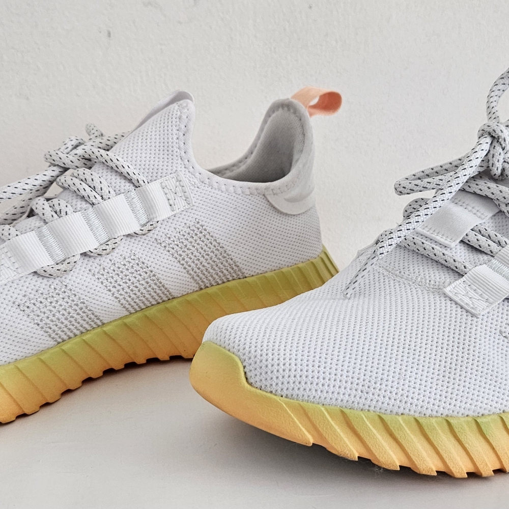 Womens White and Yellow Adidas Shoes